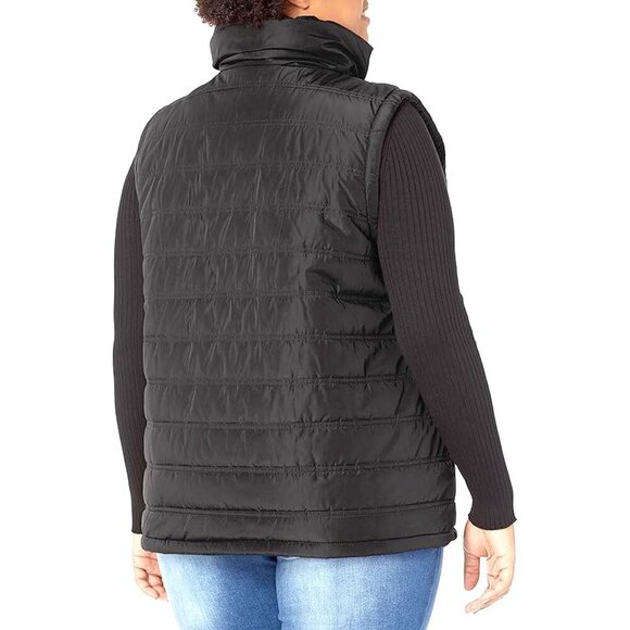 Calvin Klein Quilted Puffer Vest Funnel Neck Full Zip Black Classic Plus Size - Picture 3 of 12
